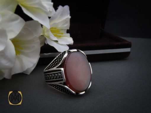 انگشتر عقیق قرمز مردانه - کد 10466 - تصویر 6