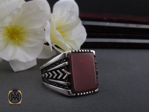 انگشتر عقیق قرمز مردانه - کد 10467 - تصویر 6