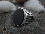 00 انگشتر نقره با عقیق مشکی با نگین میکرو مردانه - کد 10475 - تصویر 6