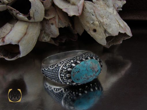 انگشتر فیروزه نیشابوری و مارکازیت مردانه - کد 10479 - تصویر 6