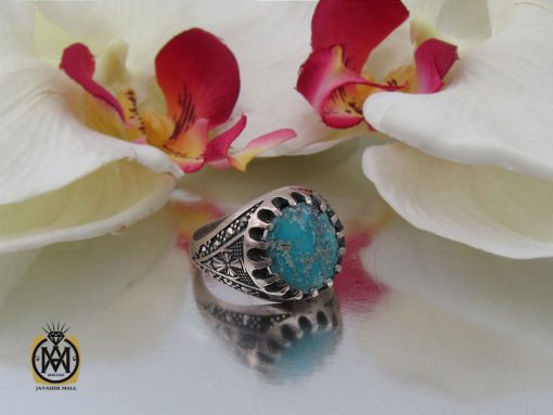 انگشتر فیروزه نیشابوری و مارکازیت مردانه - کد 10480 - تصویر 6
