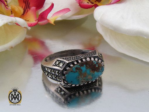 انگشتر فیروزه نیشابوری و مارکازیت مردانه - کد 10481 - تصویر 6