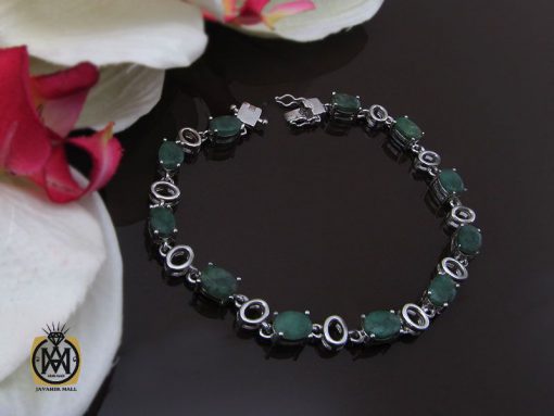 دستبند زمرد معدنی طرح خاطره زنانه - کد 1093 - تصویر 6
