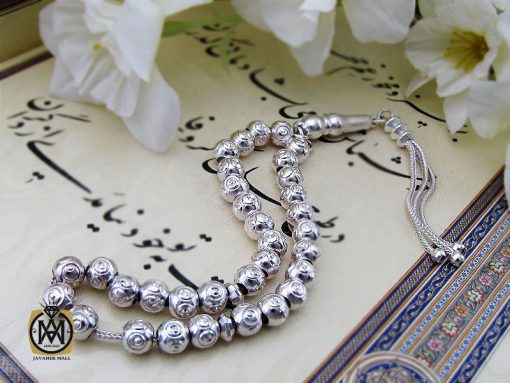 00 تسبیح 33 دانه نقره گرد جذاب - کد 4312 - تصویر 6
