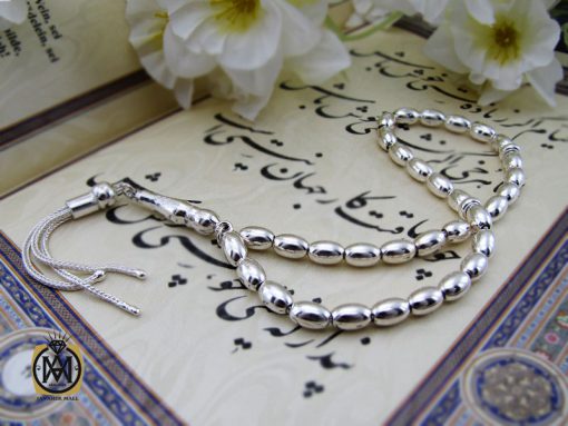 00 تسبیح 33 دانه نقره هلی ساده - کد 4321 - تصویر 6