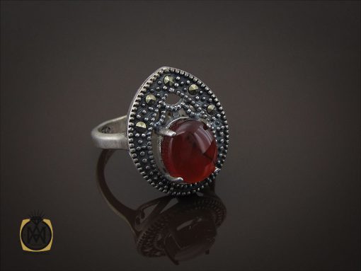 انگشتر عقیق یمن و مارکازیت طرح آرمیلا زنانه - کد 2242 - تصویر 6