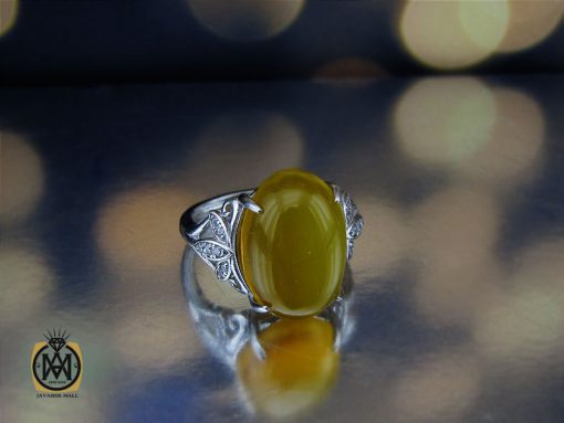00 انگشتر عقیق زرد با حکاکی شرف الشمس طرح درسا زنانه - کد 2252 - تصویر 6