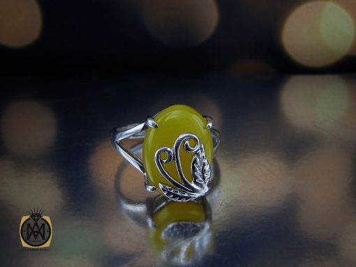 انگشتر عقیق زرد با حکاکی شرف الشمس طرح دیبا زنانه - کد 2253 - تصویر 6