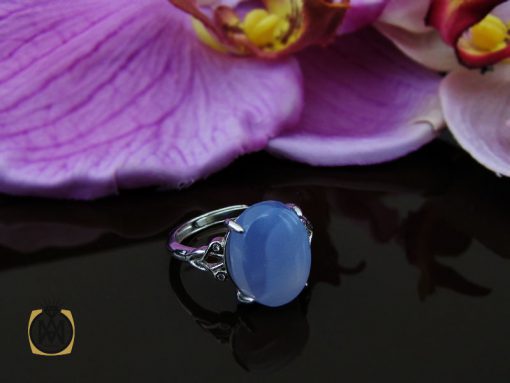 انگشتر عقیق کبود یمن طرح سروین زنانه - کد 2257 - تصویر 6