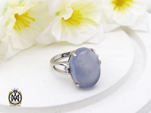 انگشتر عقیق کبود یمن طرح سوگند زنانه - کد 2259 - تصویر 6