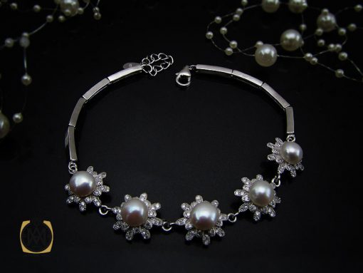 دستبند مروارید پرورشی طرح نادیا زنانه - کد 1083 - تصویر 6