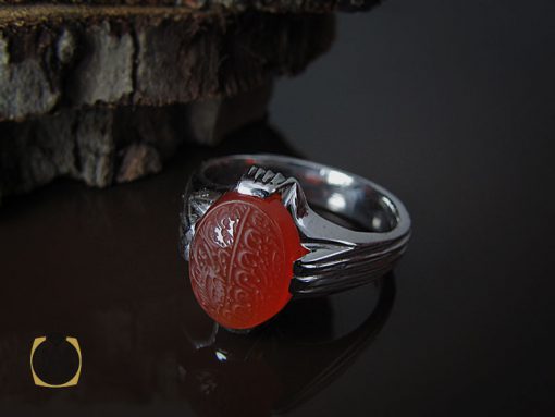 انگشتر عقیق یمن با حکاکی و من یتق الله مردانه - کد 10486 - تصویر 6