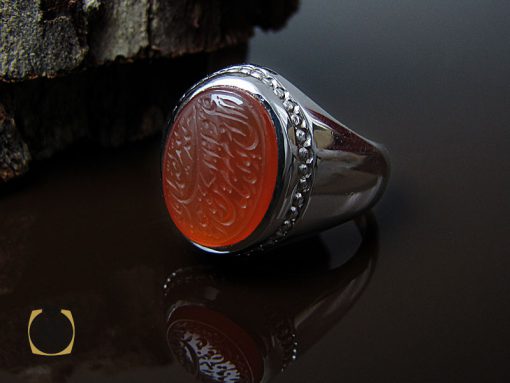 انگشتر عقیق یمن با حکاکی سوره توحید مردانه دست ساز - کد 10487 - تصویر 6