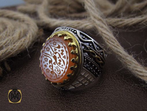 00 انگشتر عقیق یمن با حکاکی یا کریم العفو مردانه - کد 10491 - تصویر 6