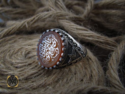 00 انگشتر عقیق یمن با حکاکی عباس اشجع الناس مردانه - کد 10492 - تصویر 6