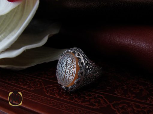 00 انگشتر عقیق یمن با حکاکی ماشاالله لا قوه الا بالله ان ترن انا اقل منک مالا و ولدا مردانه – کد 10494 - تصویر 6