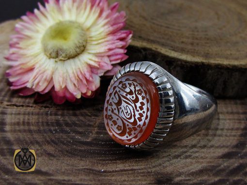 انگشتر عقیق یمن با حکاکی یا سید الساجدین مردانه – کد 10497 - تصویر 6