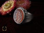 انگشتر عقیق یمن شرف الشمس با حکاکی ماشاءالله لا قوه الا بالله ان ترن انا اقل منک مالا و ولدا مردانه - کد 10411 - تصویر 6