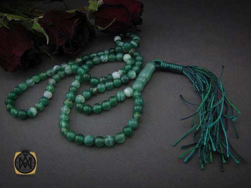 00 تسبیح 101 دانه عقیق سبز خوش رنگ - کد 4236 - تصویر 6