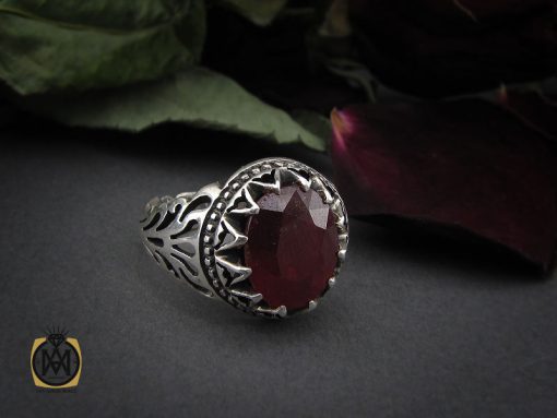 انگشتر یاقوت سرخ خوش رنگ مردانه - کد 10415 - تصویر 6