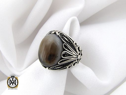 انگشتر عقیق سلیمانی مردانه - کد 10441 - تصویر 6