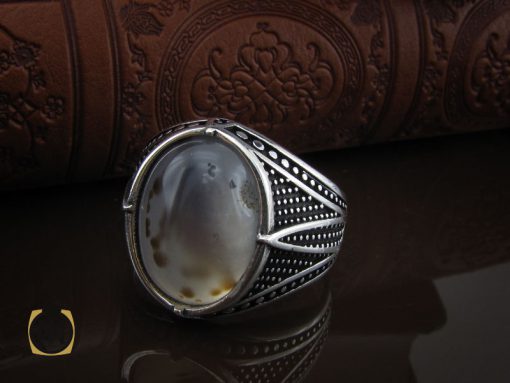 انگشتر عقیق شجر مردانه - کد 10442 - تصویر 6