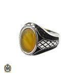 انگشتر عقیق زرد مردانه - کد 10470