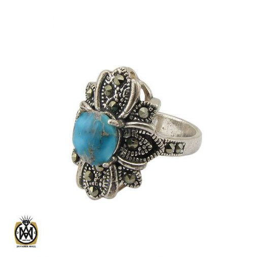 انگشتر فیروزه نیشابوری و مارکازیت طرح هست زنانه - کد 2230 - تصویر 1