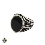 1 انگشتر عقیق مشکی مردانه - کد 10434