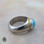 2 انگشتر فیروزه نیشابوری خوش طبع مردانه - کد 10426 - تصویر 2