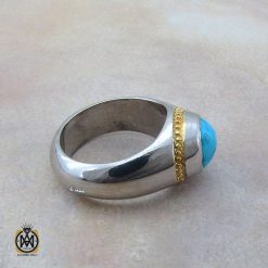 انگشتر فیروزه نیشابوری خوش طبع مردانه - کد 10426 انگشتر فیروزه نیشابوری خوش طبع مردانه - کد 10426