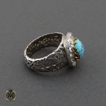 2 انگشتر فیروزه نیشابوری مردانه مرغوب هنر دست استاد شرفیان و استاد فتح - 10457 - تصویر 2