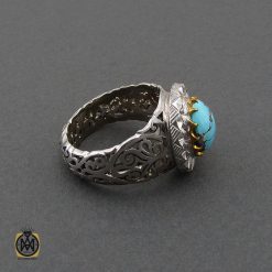 انگشتر فیروزه نیشابوری مردانه مرغوب هنر دست استاد شرفیان و استاد فتح - 10457 انگشتر فیروزه نیشابوری مردانه مرغوب هنر دست استاد شرفیان و استاد فتح - 10457