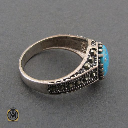 انگشتر فیروزه نیشابوری و مارکازیت طرح آیدا زنانه - کد 2203 - تصویر 2
