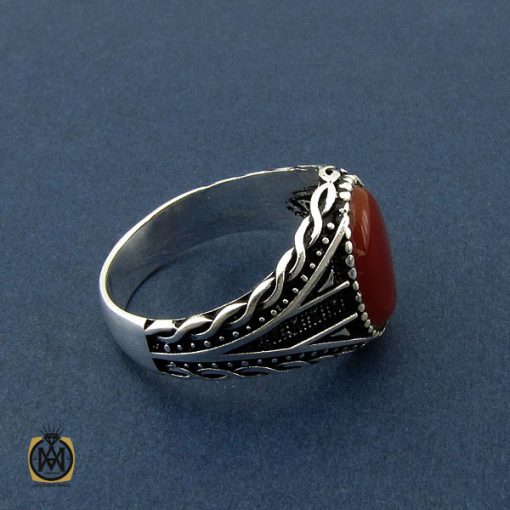 انگشتر عقیق قرمز مردانه - کد 10464 - تصویر 2