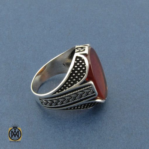 انگشتر عقیق قرمز مردانه - کد 10466 - تصویر 2