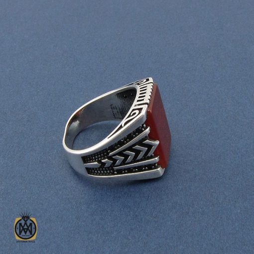 انگشتر عقیق قرمز مردانه - کد 10467 - تصویر 2