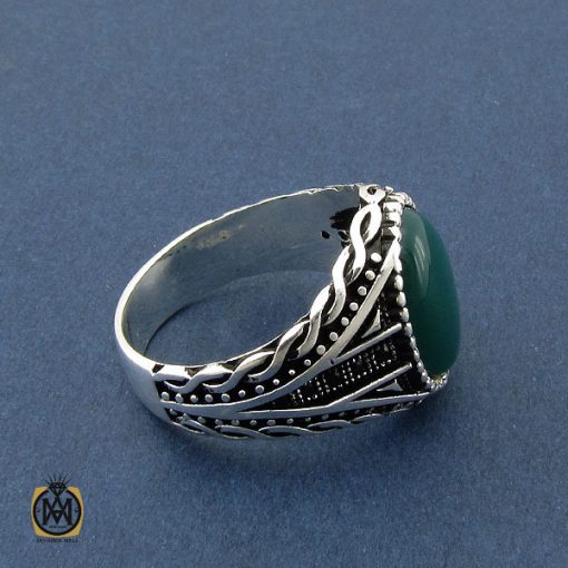 2 انگشتر عقیق سبز مردانه شیک و زیبا - کد 10471 - تصویر 2