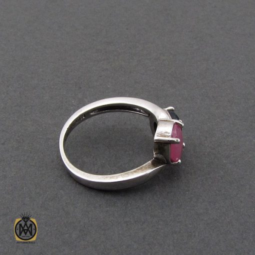 انگشتر یاقوت سرخ و کبود طرح نیلوفر زنانه - کد 2238 - تصویر 2