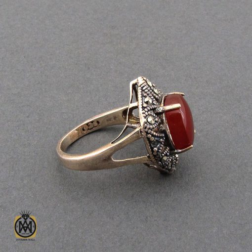 انگشتر عقیق یمن و مارکازیت طرح سمیرا زنانه - کد 2241 - تصویر 2