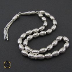 تسبیح 33 دانه نقره هلی طرح نقره ای - کد 4310 تسبیح 33 دانه نقره هلی طرح نقره ای - کد 4310