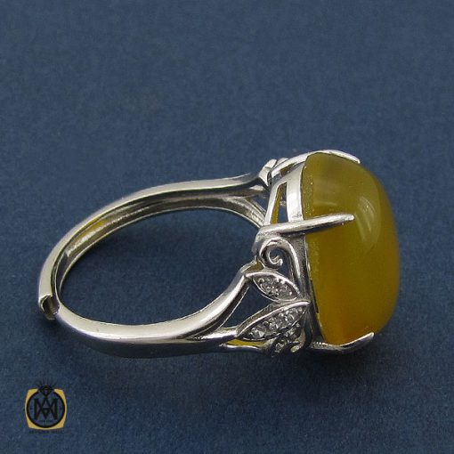 2 انگشتر عقیق زرد با حکاکی شرف الشمس طرح درسا زنانه - کد 2252 - تصویر 2