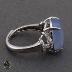 2 انگشتر عقیق کبود یمن طرح سروین زنانه - کد 2257 - تصویر 2