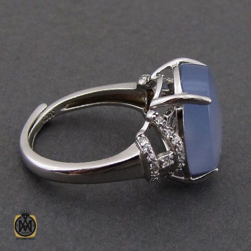 انگشتر عقیق کبود یمن طرح سروین زنانه - کد 2257 - تصویر 2