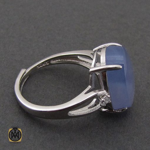 انگشتر عقیق کبود یمن طرح سوگند زنانه - کد 2259 - تصویر 2