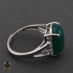 2 انگشتر عقیق سبز طرح شکوفه زنانه - کد 2260 - تصویر 2