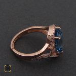2 انگشتر توپاز آبی خوش رنگ طرح طلوع زنانه - کد 2264 - تصویر 2