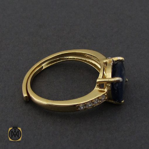 انگشتر یاقوت کبود خوش رنگ طرح عسل زنانه - کد 2265 - تصویر 2