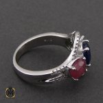 2 انگشتر یاقوت و زمرد زنانه اصل و معدنی طرح غنچه - کد 2267 - تصویر 2