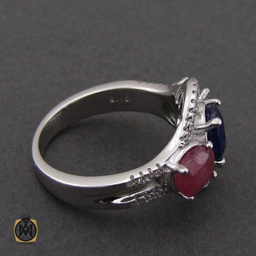 2 انگشتر یاقوت و زمرد زنانه اصل و معدنی طرح غنچه - کد 2267 - تصویر 2